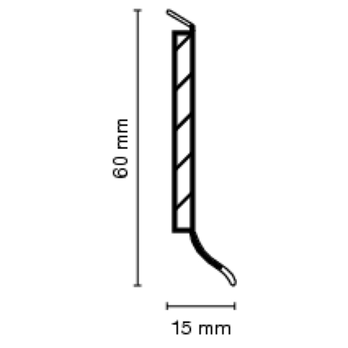 Kernsockelleiste 60 x 15 mm, 5,15 m Schwarz 1144